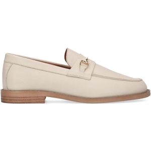 Beige leren loafers met goudkleurig detail