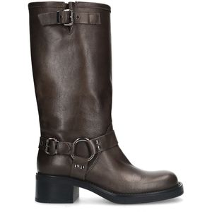 Grijze leren biker boots