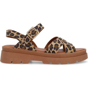 Suède leopard sandalen