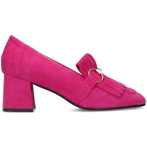 Roze suède loafer pumps