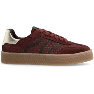 Manfield - Bordeaux - Leren Sneaker - Dames - Suède Details