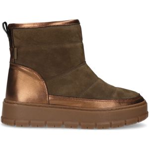 Bronzen snowboots van leer en suède