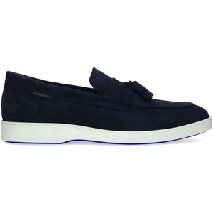 Blauwe suède loafers