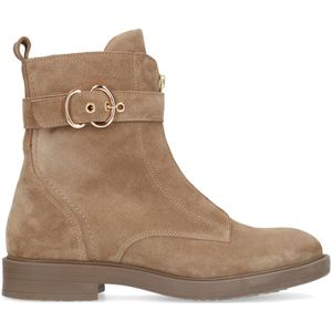 Manfield Suède Bikerboots met Siergesp Beige