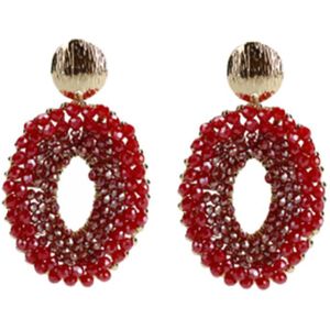 Manfield - Kralen Oorbellen - Burgundy