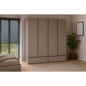Kledingkast Crotone - Taupe - 4-Deurs met Lades
