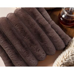 Rib Rabbit Fur - sierkussen Taupe/Grijs (50 x 50)