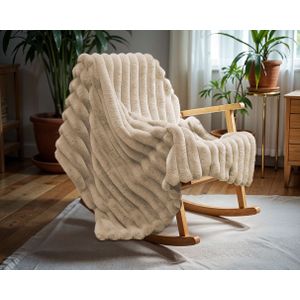 Primaviera DeLuxe Plaid - Zand - Imitatie Konijnenbont - 150 x 200