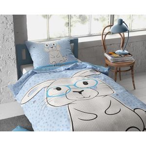 Dreamhouse - Kinderdekbedovertrek - Blauw - Eenpersoons - 140x200 + 1 kussensloop 60x70