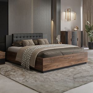 Houten Bed met Opbergruimte Siena - Bruin