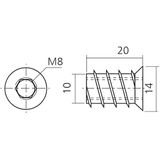 M8 Rampamoer - Verzinkt - Inboorhoutmoer - M8x20 - Schroefdraad - Set van 10