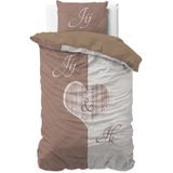 Sleeptime - Jij en Ik - Dekbedovertrek - Taupe - Eenpersoons 140x200/220 + 1 Kussensloop 60x70