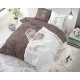 Sleeptime - Jij en Ik - Dekbedovertrek - Taupe - Eenpersoons 140x200/220 + 1 Kussensloop 60x70