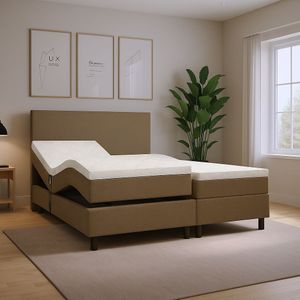 OP=OP Elektrische boxspring Basic 160 x 200 Taupe - zonder Hoofdbord