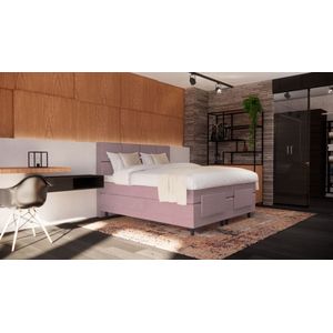 OP=OP Elektrische Boxspring Delux - 140 x 200 Oudroze - Hoofdbord en voetbord Levi