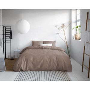 Primaviera Deluxe Uni Satijn - Dekbedovertrek - Eenpersoons - 140x200/220 + 1 kussensloop 60x70 - Taupe