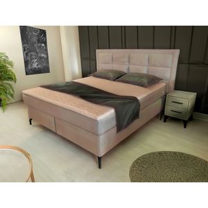 OP=OP Boxspring Onyx 160 x 200 Donkerbeige incl. Pocketboxen XL