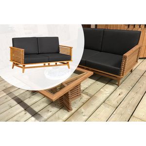2-zits Tuinbank Teak Riverside 150x80x83cm - Inclusief Antraciet Kussens