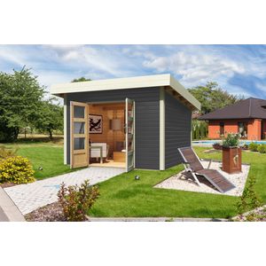Tuinhuis Northeim 4 Terragrijs Karibu 369x309x248cm Wanddikte 38mm