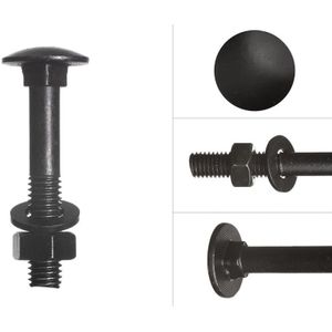 Slotbout Zwart m8 x 80 mm Verzinkt met moer en ring - Doos 25 stuks