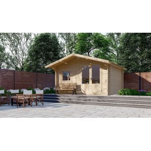 Blokhut 4x3 Interflex 440x340x265cm + Luifel 90 cm Wanddikte 50mm