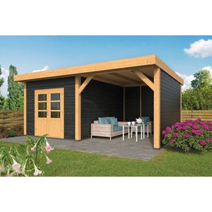 Overkapping Raalte Lariks Douglas 600x410cm - Zwarte wanden