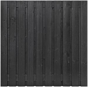 Tuinscherm Zwart gespoten 21 planks 180 cm breed 150 cm hoog