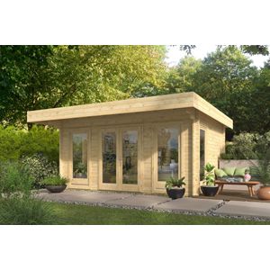 Blokhut Yorick 500 x 380 x 230 + luifel 120 cm Luxe buitenverblijf Wanddikte 44 mm