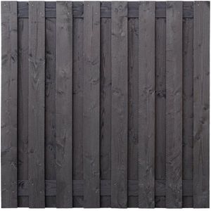 Tuinscherm Lariks Douglas Zwart 19 planks (17+2) 180x180cm Fijnbezaagd