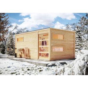 Houten saunahuisje Hygge Karibu 508x276x221cm met voorruimte
