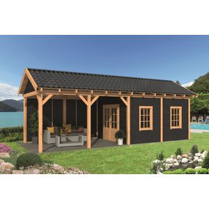 Overkapping Zadeldak Hamar L type 11 Douglas Geschaafd 903x395x348cm - Zwarte Wanden