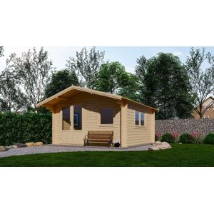 Blokhut 4x4 Interflex 440x440x265cm + Luifel 90 cm Wanddikte 50mm
