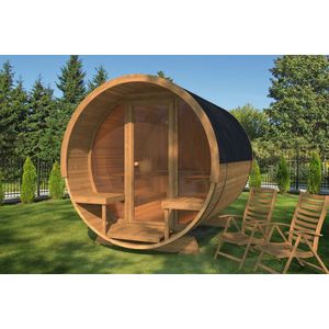 Thermowood Saunabarrel 2.8 Deluxe Interflex 220x210x241cm Wanddikte 42 mm