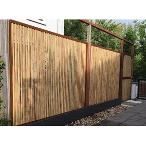 Bamboe Tuinscherm met Cortenstaal Frame 249x150cm