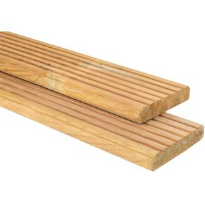 Vlonderplank Geïmpregneerd 2.8x14x300cm 6 groeven en glad geschaafde zijde