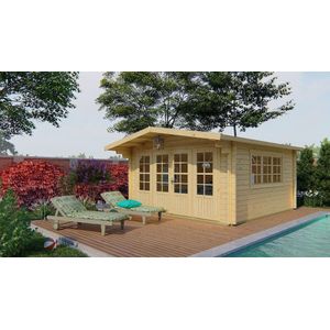 Blokhut Derby 440x440x263cm + Luifel 90 cm Wanddikte 58 mm