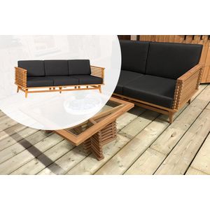 3-zits Tuinbank Teak Riverside 220x80x83cm - Inclusief Antraciet Kussens