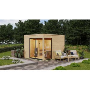 Houten saunahuisje Terning 1 set B Karibu 308x308x242cm met voorruimte