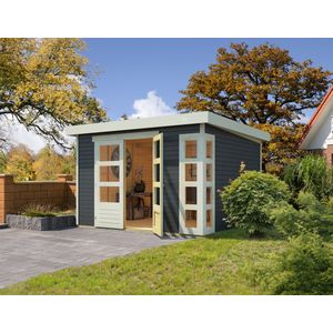 Tuinhuis Kerko 3 Terragrijs Karibu 242x217x211cm Wanddikte 19mm