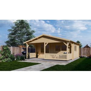 Blokhut 5x4+2 Interflex 540x645x280cm met Veranda 200 cm Wanddikte 50 mm
