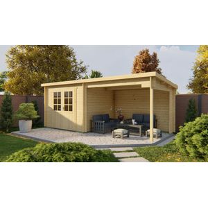 Blokhut Freddy onbehandeld 598x250x217cm Wanddikte 28 mm