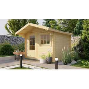 Blokhut Bjorn 300x260x245cm + Luifel 80 cm Wanddikte 28 mm