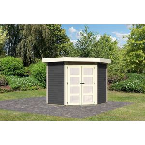 Tuinhuis Goldendorf 3 Karibu 213x217x218cm Terragrijs Wanddikte 19mm