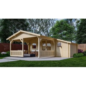 Interflex - Blokhut 4x3+3Z - Blokhut - Hout - Veranda 300 cm diep