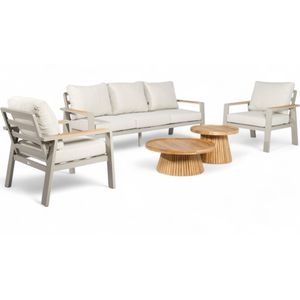 Aluminium Stoel-Bank Loungeset - Taupe - Belito Birmingham - 5 Personen