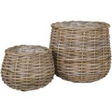 Pulo Baskets  - Basket in kubu, with plastic inside, set of 2