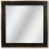 HSM Collection Wandspiegel - 90x90 - Goud/zwart - Teak