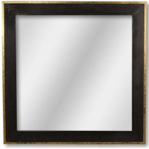 Wandspiegel - 90x90 - Goud/zwart - Teak