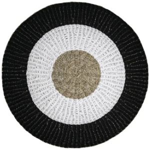 Vloerkleed Malibu - ø120 cm - raffia/zeegras - naturel/wit/zwart
