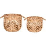Adra Baskets - Baskets in waterhyacinth, nature, with handles, round, set of 2